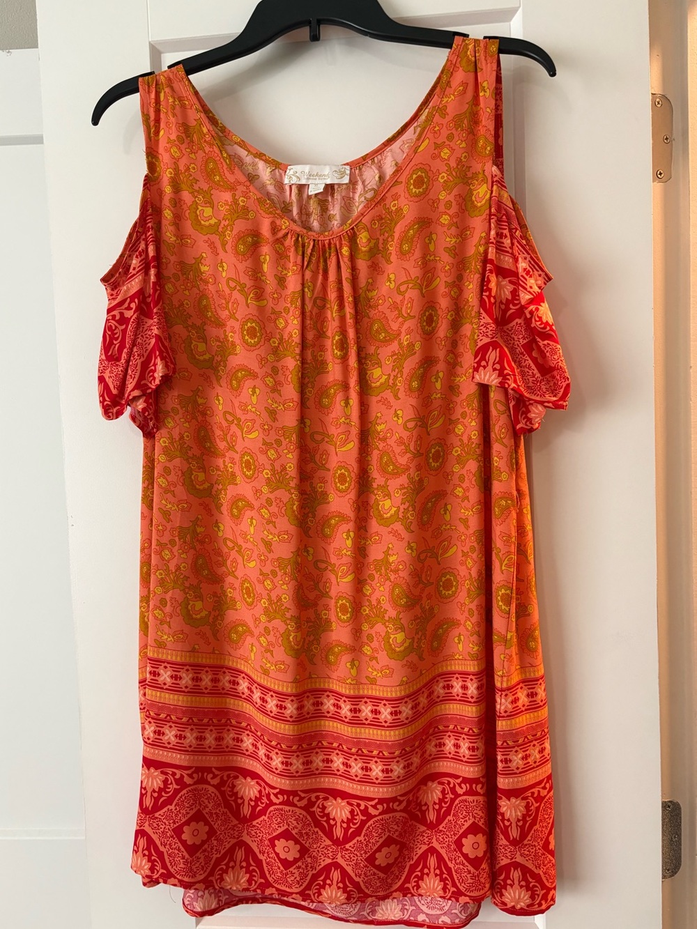 Suzanne Betro Cold Shoulder Paisley Top